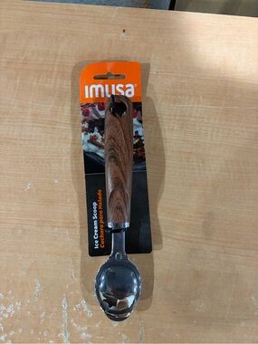 Imusa Ice Cream Scoop with Wood-Tone Handle - Brown/Silver